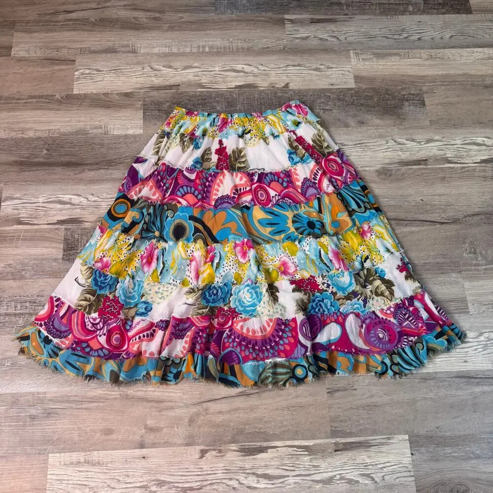 Vintage 90s Cato Tiered Patchwork Boho Maxi Skirt Y2K Festival Fairycore 18 XXL